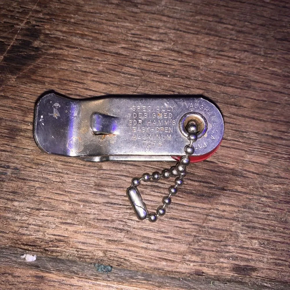 Vintage Hamm's Beer Dual Folding Opener Vaughan USA Key Chain Open Bottle Swivel